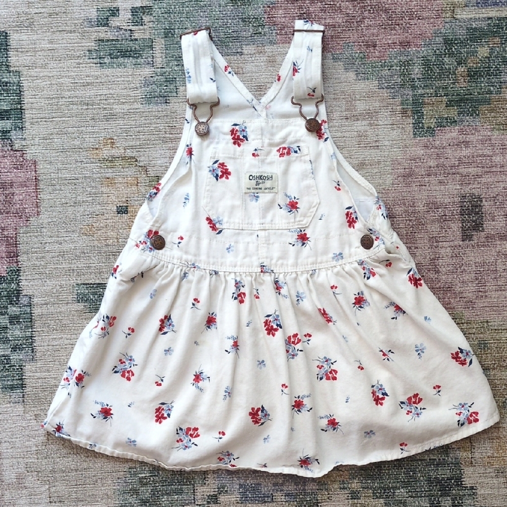 OshKosh Red White & Blue Floral Jumper Dress